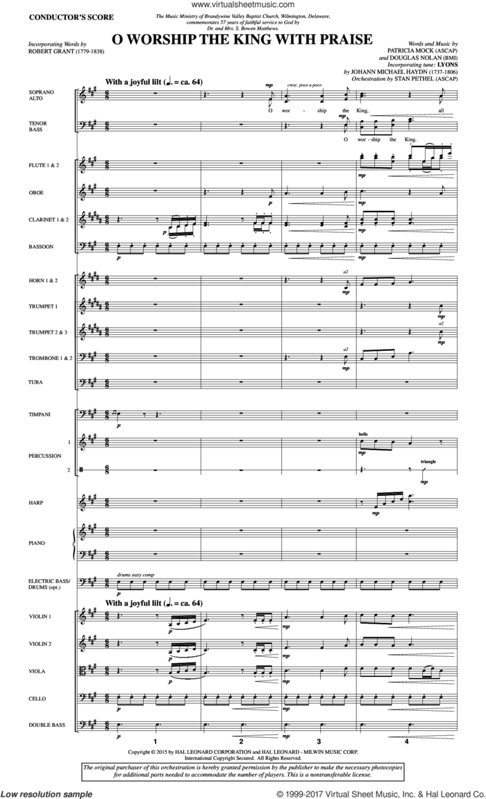 O Worship the King with Praise (COMPLETE) sheet music for orchestra/band by Douglas Nolan and Patricia Mock, intermediate skill level