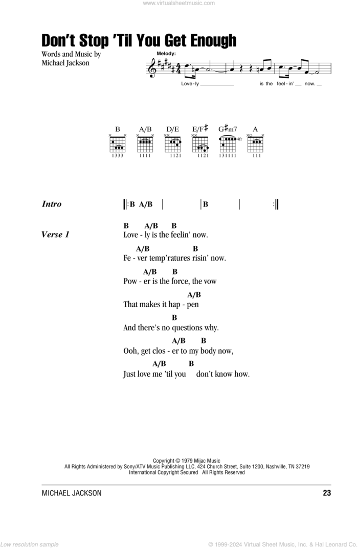 Don't Stop Till You Get Enough sheet music for guitar (chords) by Michael Jackson, intermediate skill level