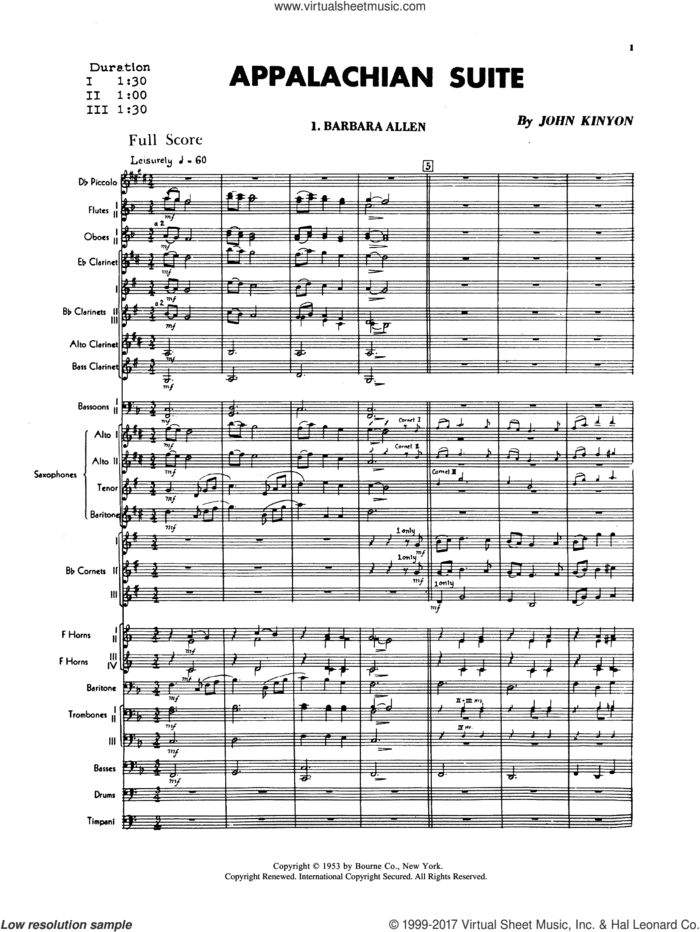 Appalachian Suite (COMPLETE) sheet music for concert band by John Kinyon, intermediate skill level