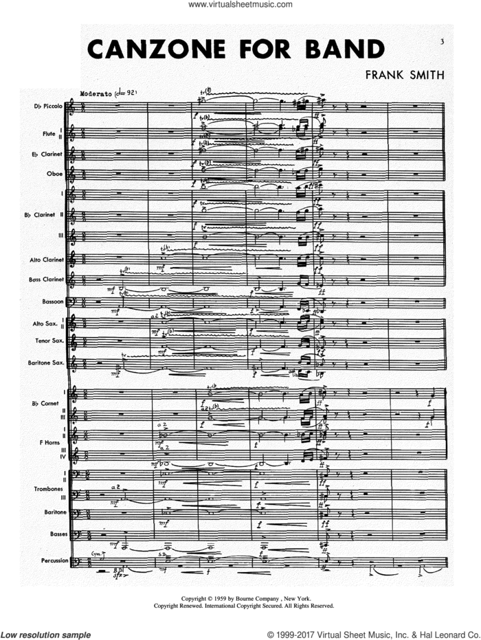 Canzone For Band (COMPLETE) sheet music for concert band by Frank Smith, intermediate skill level