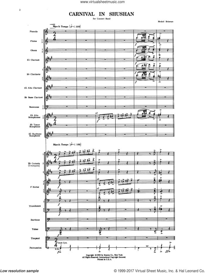 Carnival In Shushan (COMPLETE) sheet music for concert band by Heskel Brisman, intermediate skill level