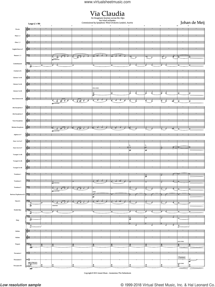 Via Claudia (COMPLETE) sheet music for concert band by Johan de Meij, classical score, intermediate skill level