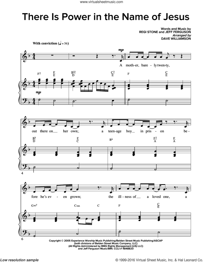 There Is Power In The Name Of Jesus sheet music for voice and piano by Jeff Ferguson and Regi Stone, intermediate skill level