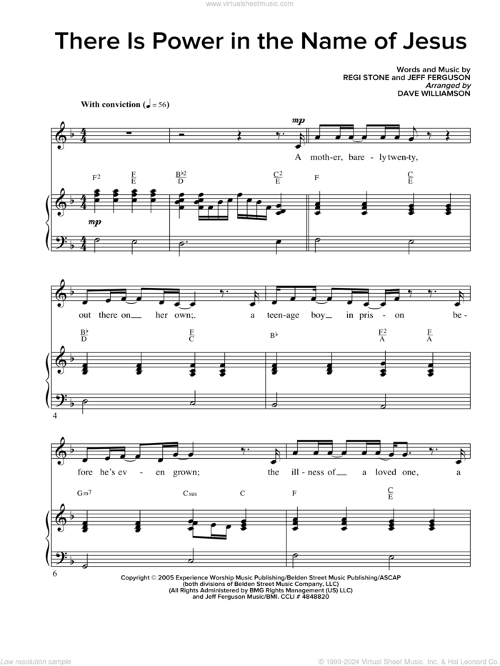 There Is Power In The Name Of Jesus sheet music for voice and piano by Jeff Ferguson and Regi Stone, intermediate skill level