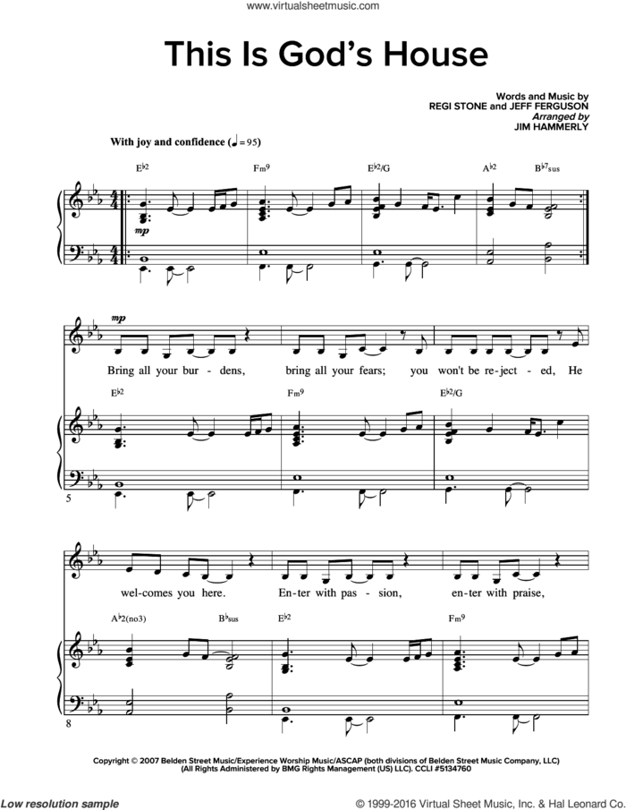 This Is God's House sheet music for voice and piano by Ferguson and Stone, intermediate skill level