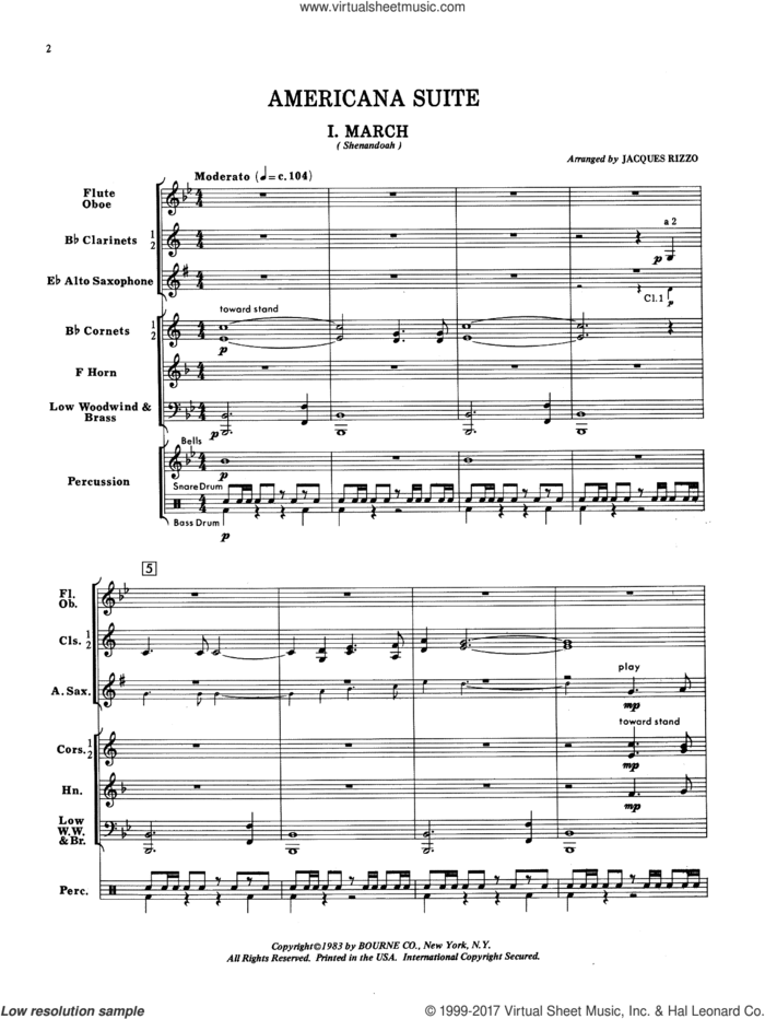 Americana Suite (COMPLETE) sheet music for concert band by Jacques Rizzo, intermediate skill level