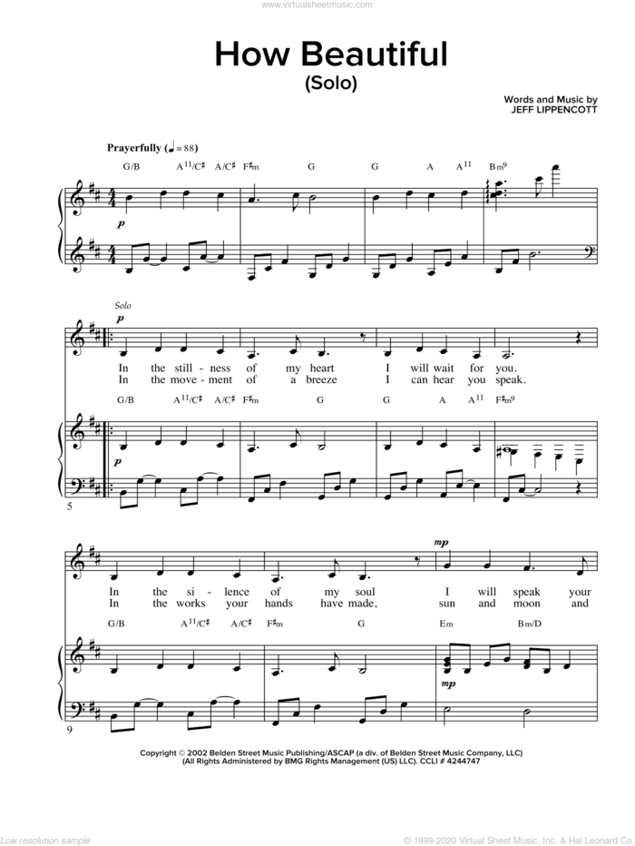 How Beautiful sheet music for voice and piano by Jeff Lippincott, intermediate skill level