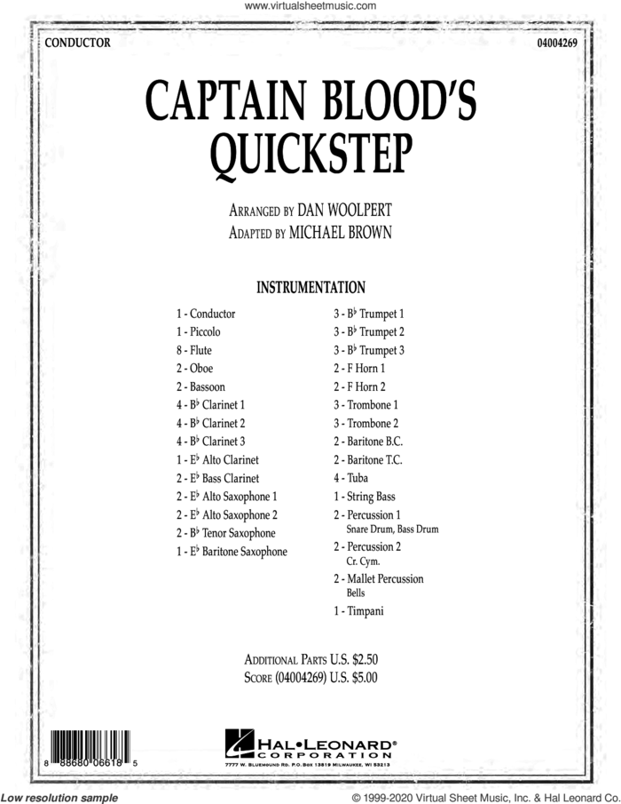 Captain Blood's Quickstep (COMPLETE) sheet music for concert band by Michael Brown and Dan G. Woolpert, intermediate skill level