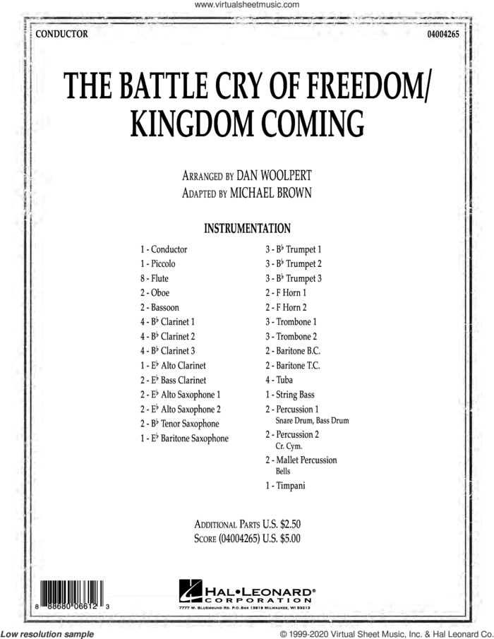 The Battle Cry of Freedom/Kingdom Coming (COMPLETE) sheet music for concert band by Henry Clay Work, Dan Woolpert and George Frederick Root, intermediate skill level