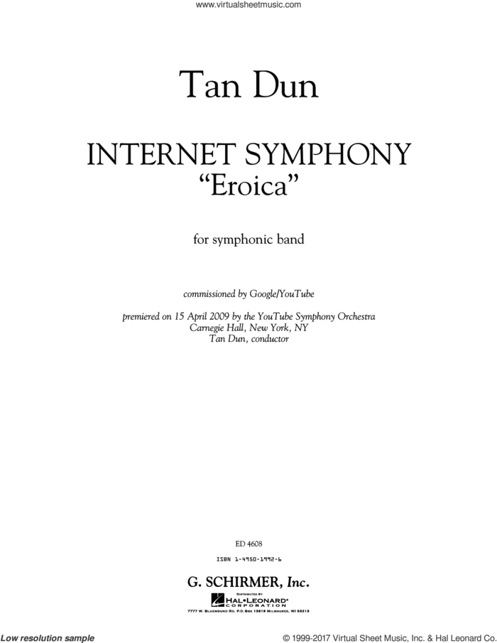 Internet Symphony 'Eroica' (COMPLETE) sheet music for concert band by Tan Dun and Peter Stanley Martin, intermediate skill level