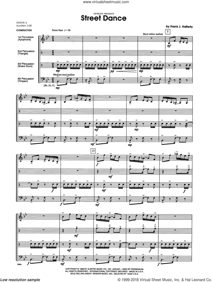 Street Dance (COMPLETE) sheet music for percussions by Frank J. Halferty, intermediate skill level