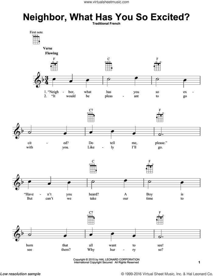 Neighbor, What Has You So Excited? sheet music for ukulele, intermediate skill level