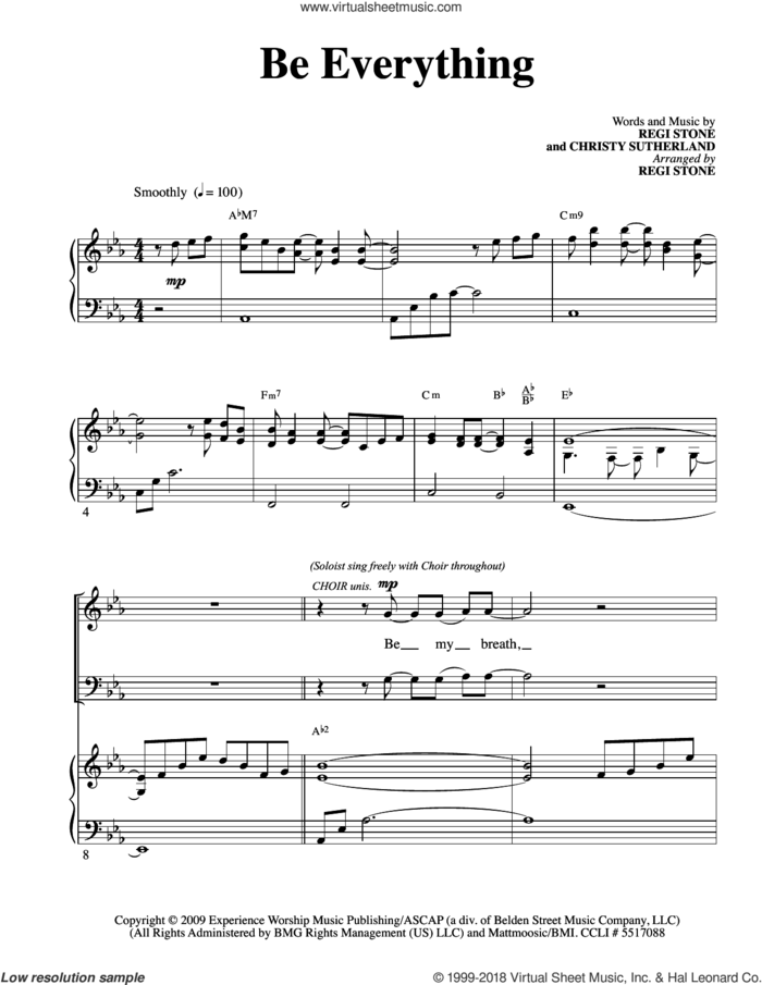 Be Everything sheet music for choir (SATB: soprano, alto, tenor, bass) by Regi Stone and Christy Sutherland, intermediate skill level