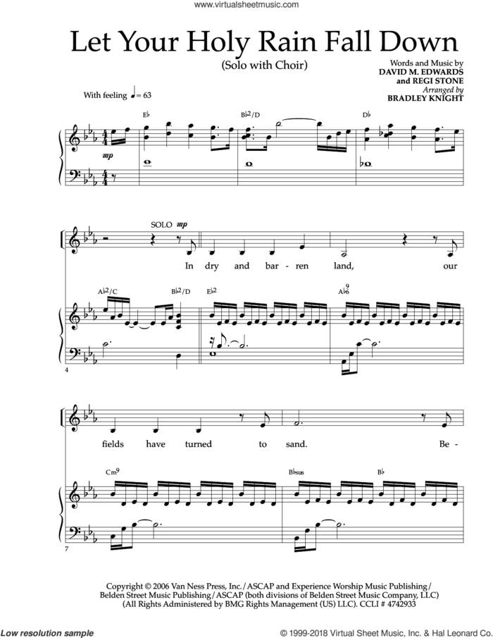 Let Your Holy Rain Fall Down sheet music for choir (SATB: soprano, alto, tenor, bass) by Regi Stone and David Edwards, intermediate skill level