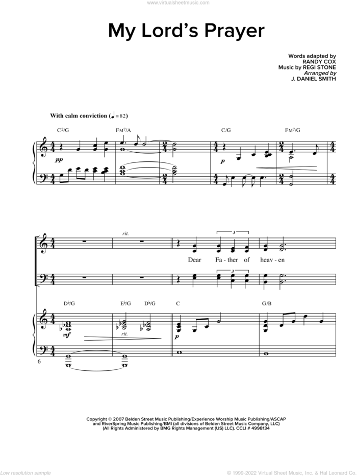 My Lord's Prayer sheet music for choir (SATB: soprano, alto, tenor, bass) by Regi Stone and Randy Cox, intermediate skill level
