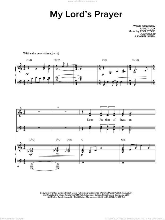 My Lord's Prayer sheet music for choir (SATB: soprano, alto, tenor, bass) by Regi Stone and Randy Cox, intermediate skill level