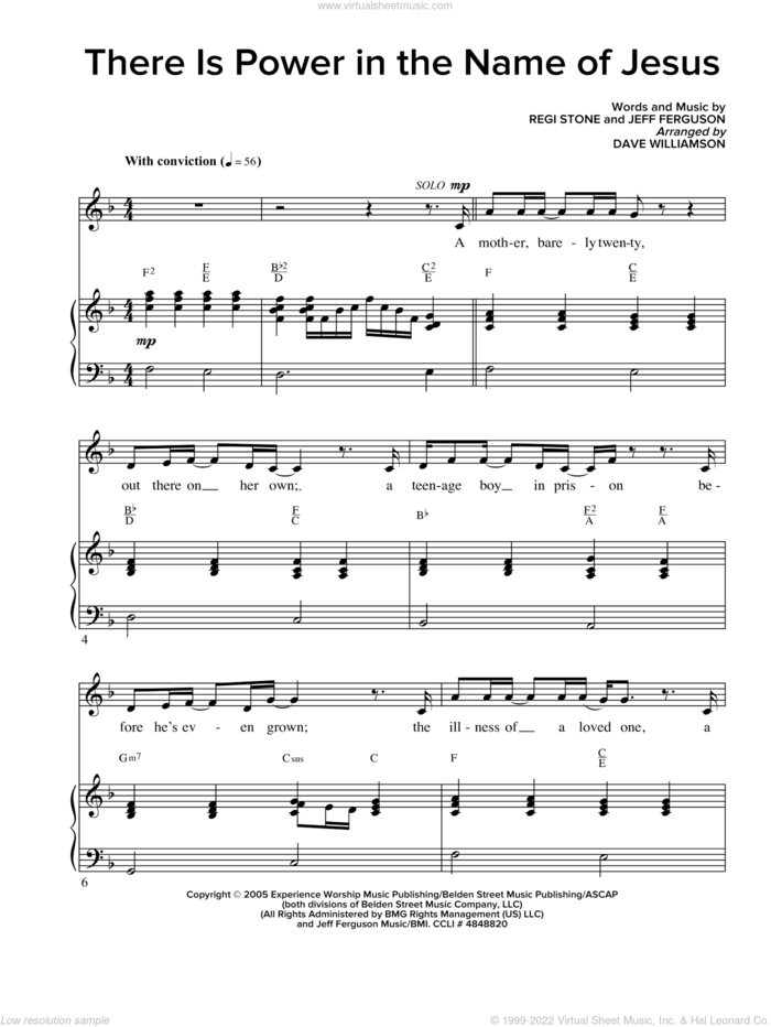 There Is Power In The Name Of Jesus sheet music for choir (SATB: soprano, alto, tenor, bass) by Regi Stone and Jeff Ferguson, intermediate skill level