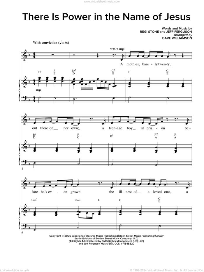 There Is Power In The Name Of Jesus sheet music for choir (SATB: soprano, alto, tenor, bass) by Regi Stone and Jeff Ferguson, intermediate skill level