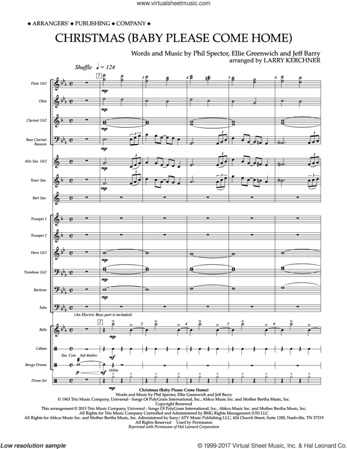 Christmas (Baby Please Come Home) (COMPLETE) sheet music for concert band by Mariah Carey, Ellie Greenwich, Jeff Barry, Larry Kerchner and Phil Spector, intermediate skill level