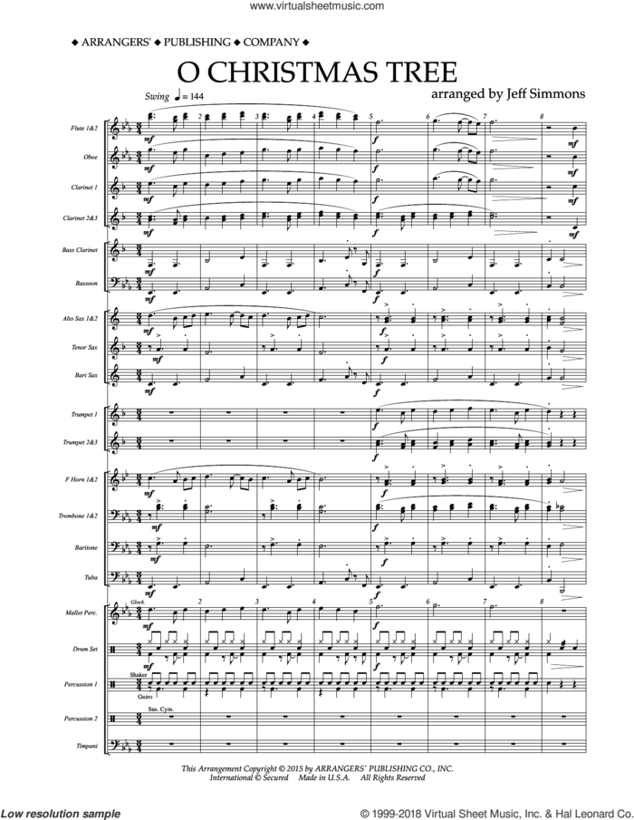 O Christmas Tree (COMPLETE) sheet music for concert band by Jeff Simmons and Miscellaneous, intermediate skill level