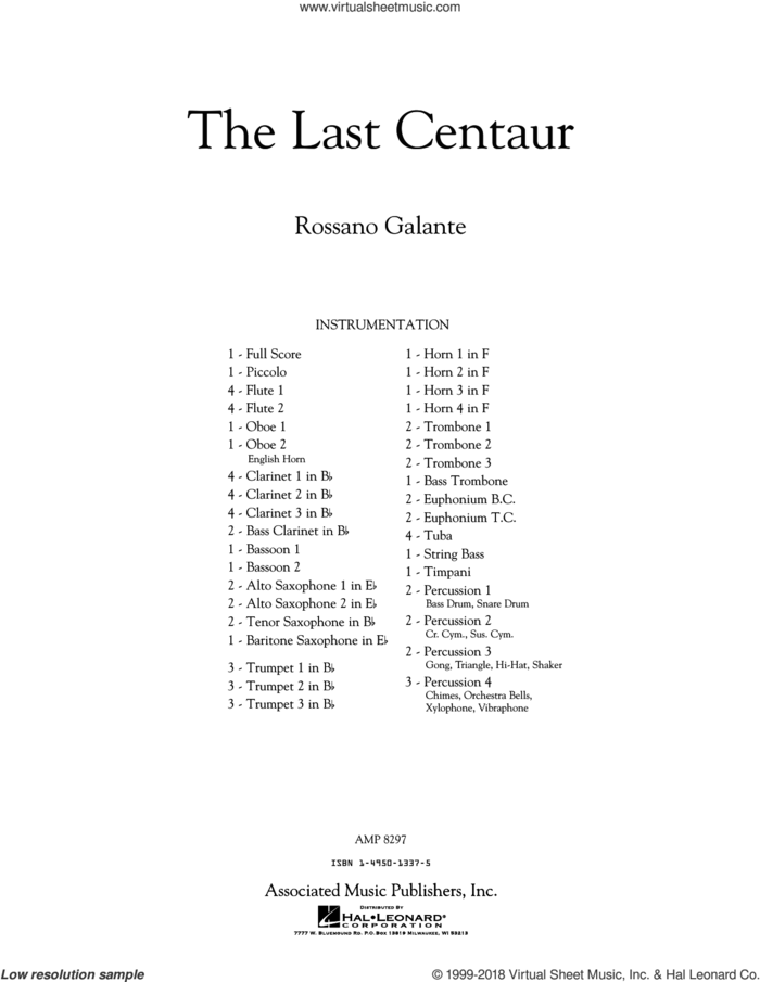 The Last Centaur (COMPLETE) sheet music for concert band by Rossano Galante, intermediate skill level