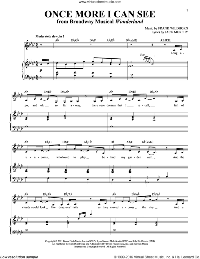 Once More I Can See sheet music for voice and piano by Frank Wildhorn, Richard Walters and Jack Murphy, intermediate skill level