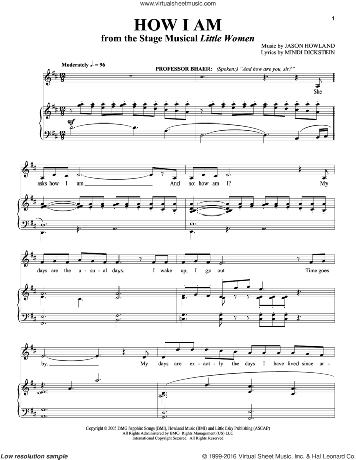 How I Am sheet music for voice and piano by Mindi Dickstein, Richard Walters and Jason Howland, intermediate skill level