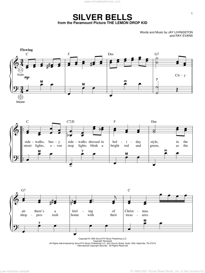 Silver Bells (arr. Gary Meisner) sheet music for accordion by Jay Livingston, Gary Meisner, John Denver, Kenny Chesney, Lady Antebellum, Plumb and Ray Evans, intermediate skill level