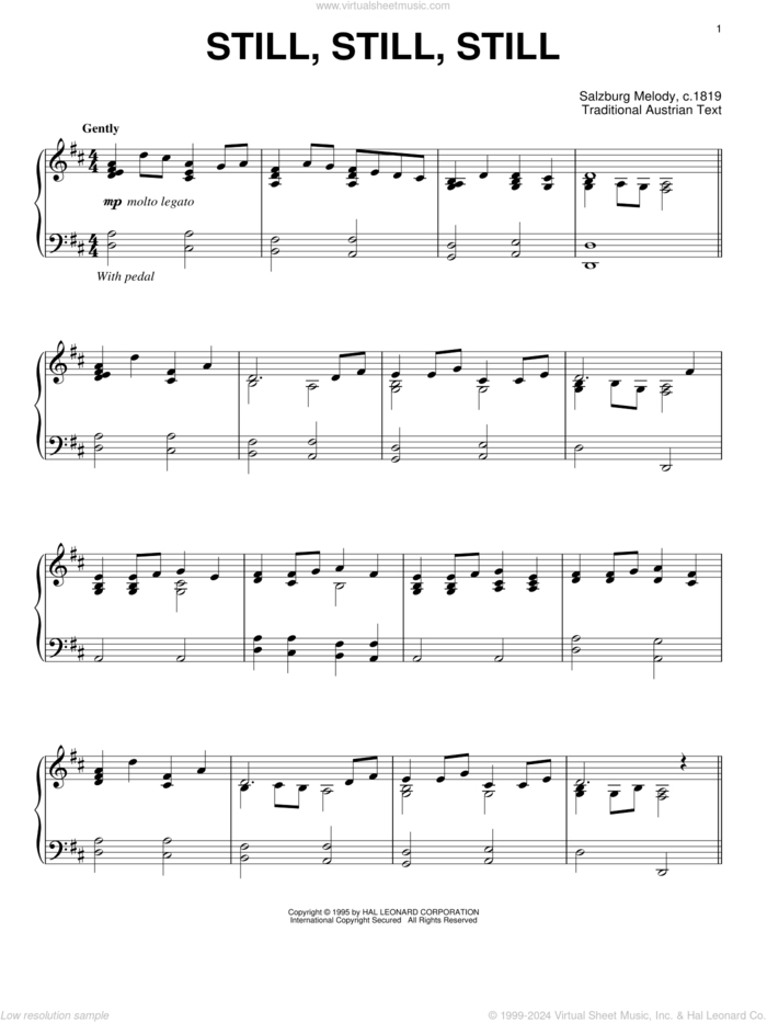 Still, Still, Still, (intermediate) sheet music for piano solo, intermediate skill level