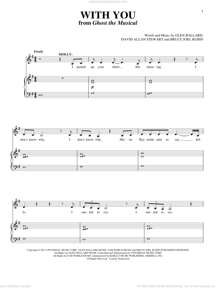 With You sheet music for voice and piano by David Allan Stewart, Richard Walters, Bruce Joel Rubin and Glen Ballard, intermediate skill level