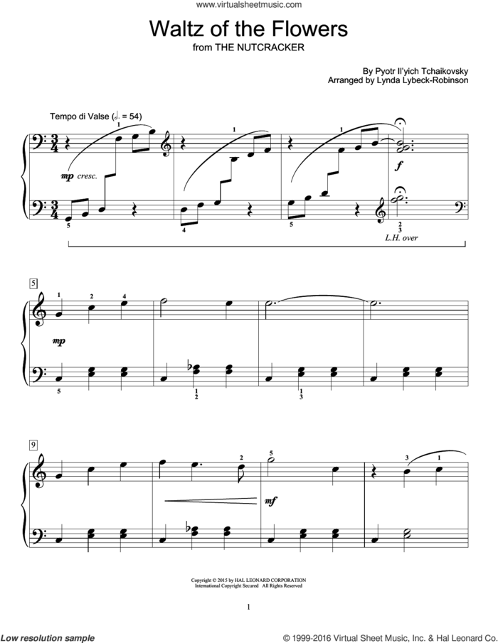 Waltz Of The Flowers (arr. Lynda Lybeck-Robinson) sheet music for piano solo (elementary) by Pyotr Ilyich Tchaikovsky and Lynda Lybeck-Robinson, classical score, beginner piano (elementary)