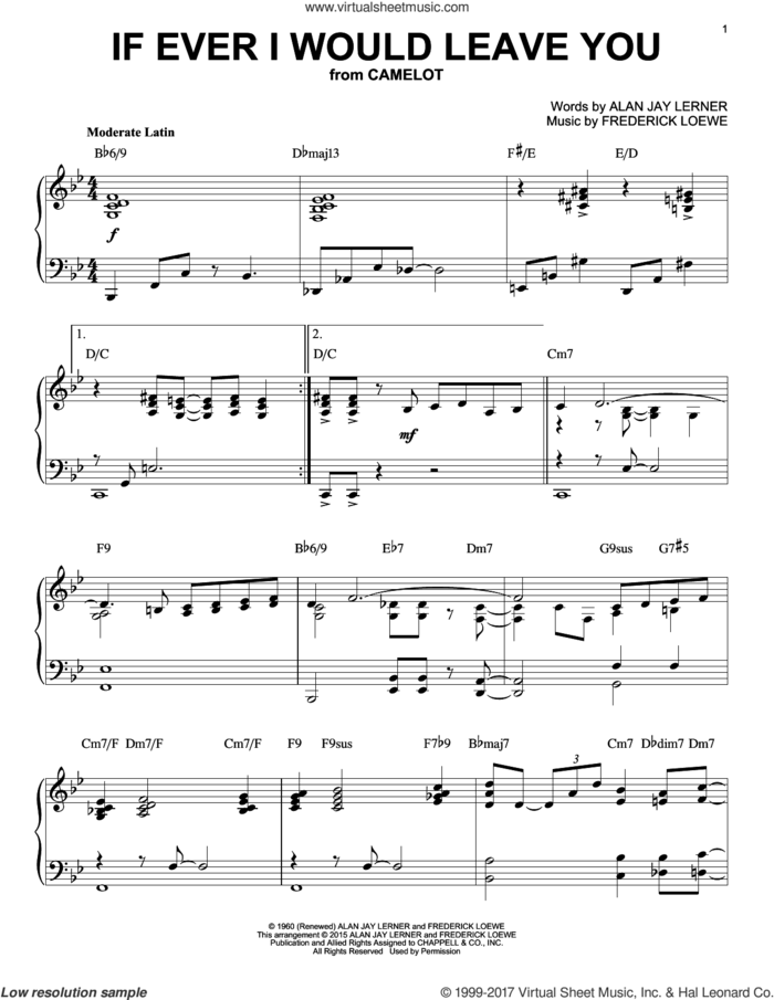 If Ever I Would Leave You [Jazz version] (arr. Brent Edstrom) sheet music for piano solo by Frederick Loewe and Alan Jay Lerner, intermediate skill level