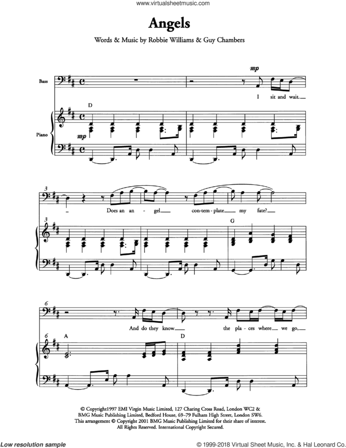 Angels (Arr. Berty Rice) sheet music for choir by Robbie Williams, Berty Rice and Guy Chambers, intermediate skill level