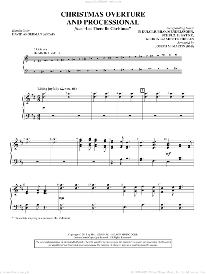 Let There Be Christmas sheet music for orchestra/band (handbells) by Joseph M. Martin and Traditional Carols, intermediate skill level