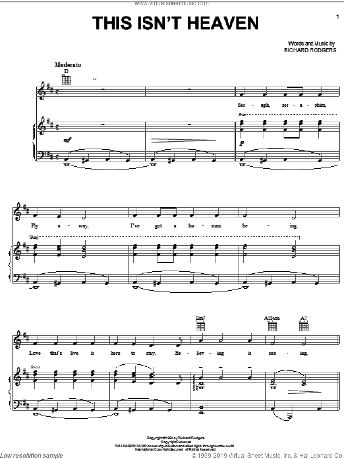 This Isn't Heaven sheet music for voice, piano or guitar by Rodgers & Hammerstein, Hammerstein, Rodgers & and Richard Rodgers, intermediate skill level