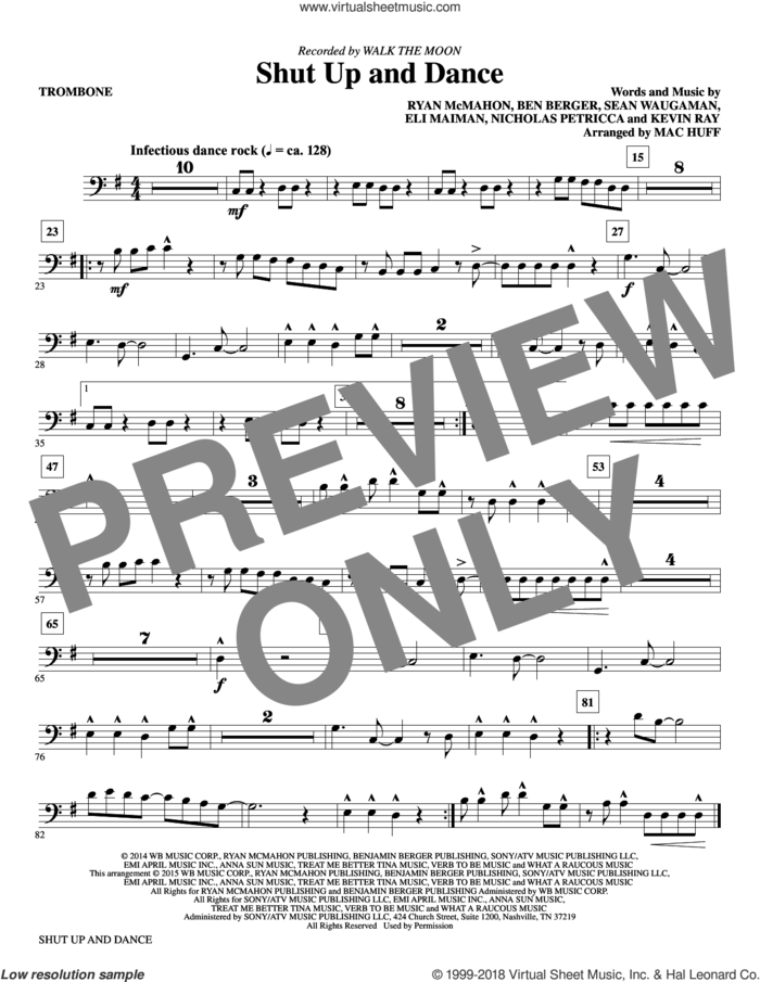 Shut Up and Dance (arr. Mac Huff) (complete set of parts) sheet music for orchestra/band by Mac Huff, Ben Berger, Eli Maiman, Kevin Ray, Nicholas Petricca, Ryan McMahon, Sean Waugaman and Walk The Moon, intermediate skill level