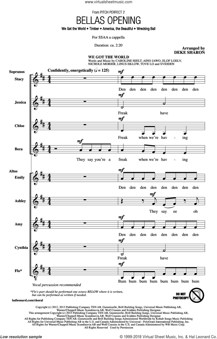 Bellas Opening sheet music for choir (SSA: soprano, alto) by Samuel Augustus Ward, Deke Sharon and Katherine Lee Bates, intermediate skill level