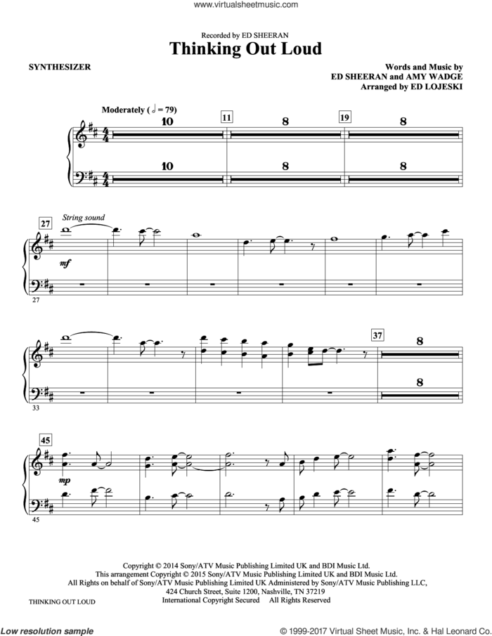 Thinking Out Loud (arr. Ed Lojeski) (complete set of parts) sheet music for orchestra/band by Ed Sheeran, Amy Wadge and Ed Lojeski, wedding score, intermediate skill level