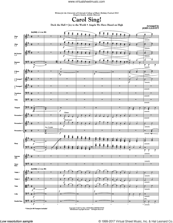 Carol Sing! (COMPLETE) sheet music for orchestra/band by John Leavitt and James Chadwick, intermediate skill level