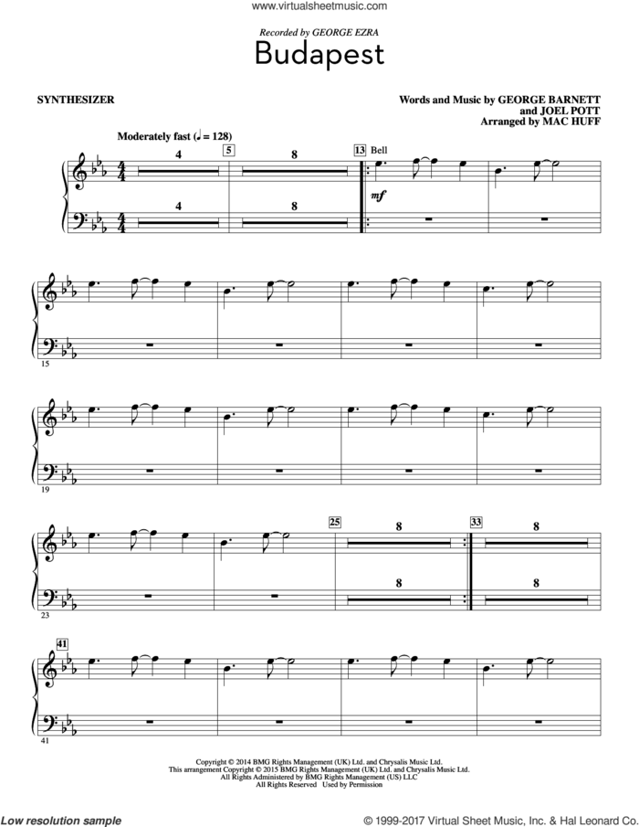 Budapest (arr. Mac Huff) (complete set of parts) sheet music for orchestra/band by Mac Huff, George Barnett, George Ezra and Joel Pott, intermediate skill level