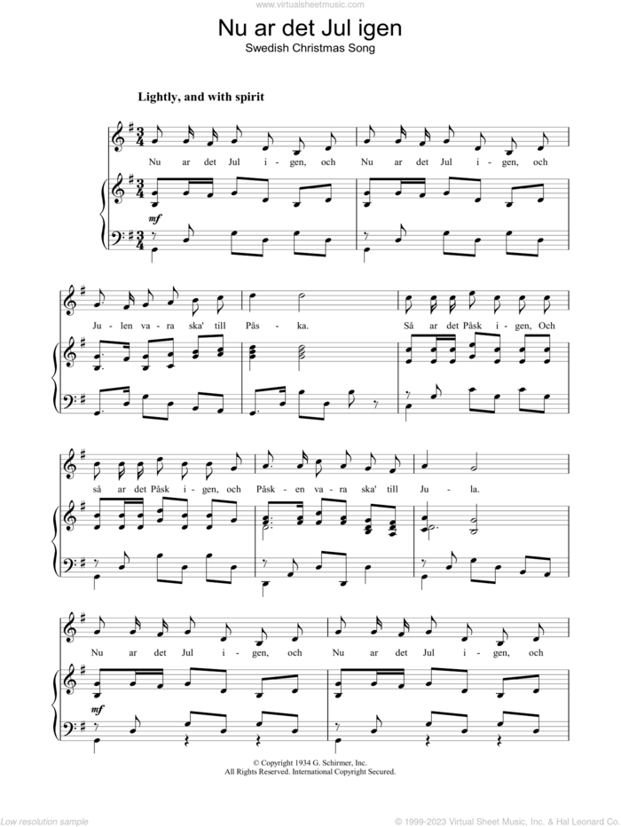 Nu A�r Det Jul Igen sheet music for voice, piano or guitar  and Julsang, intermediate skill level