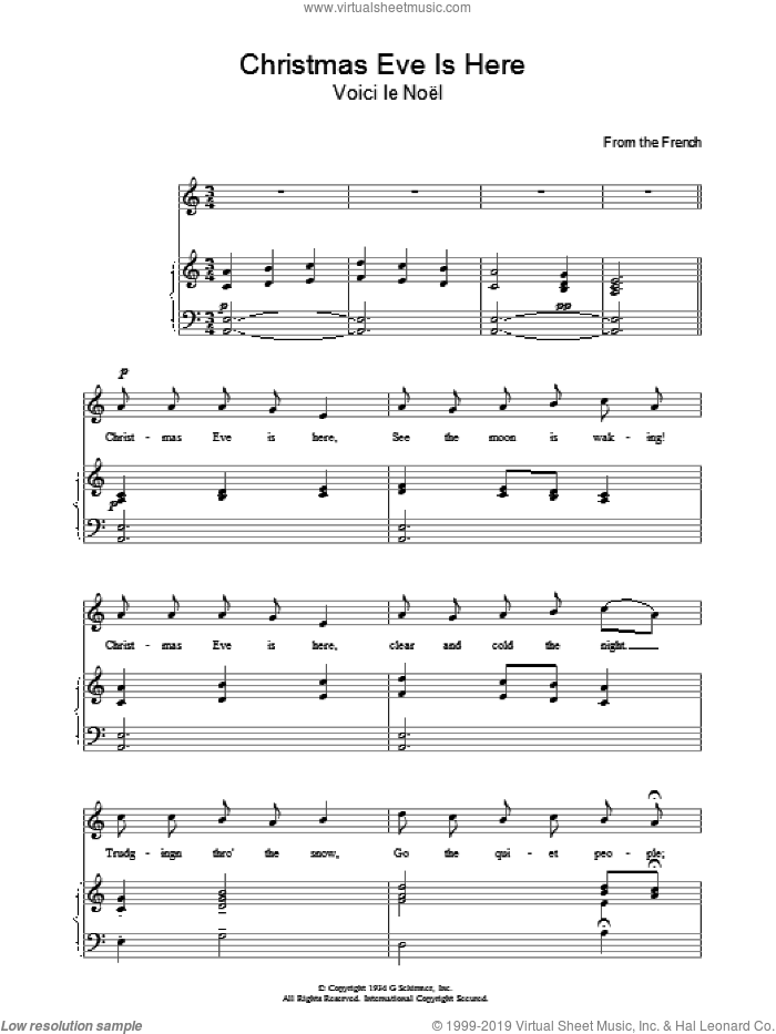 Christmas Eve Is Here sheet music for voice, piano or guitar, intermediate skill level