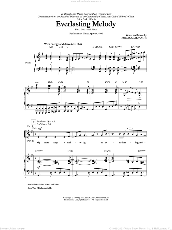 Everlasting Melody sheet music for choir (2-Part) by Rollo Dilworth, intermediate duet