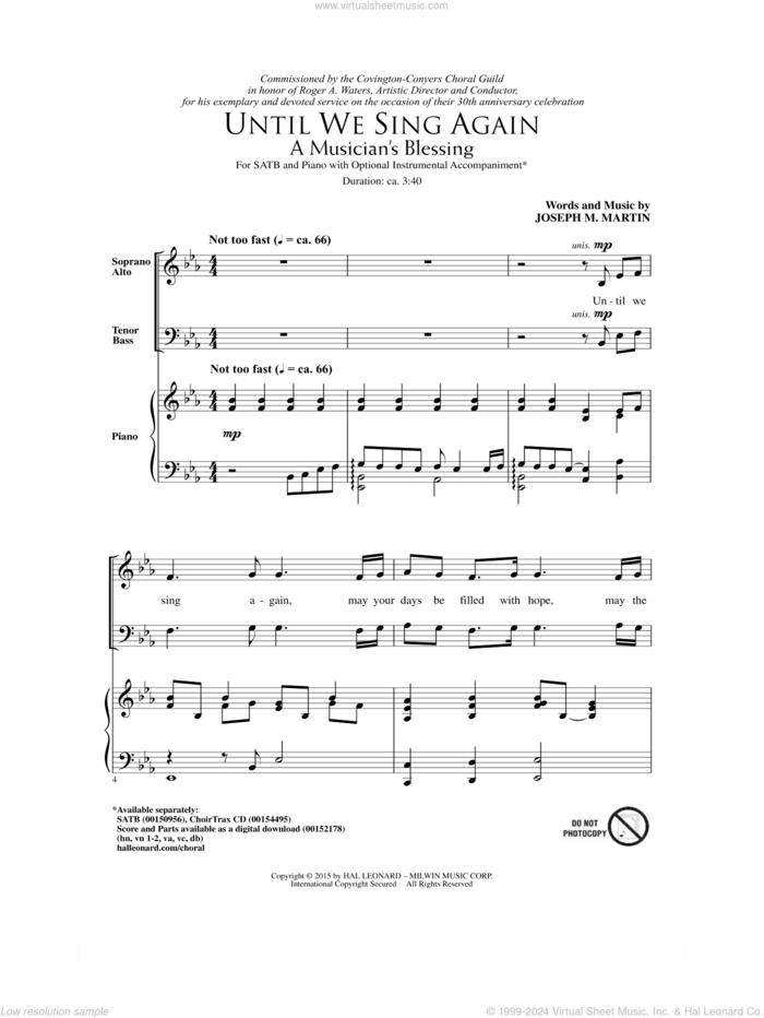 Until We Sing Again (A Musician's Blessing) sheet music for choir (SATB: soprano, alto, tenor, bass) by Joseph M. Martin, intermediate skill level