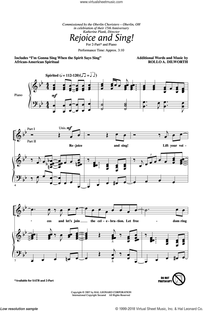 Rejoice And Sing! sheet music for choir (2-Part) by Rollo Dilworth, intermediate duet