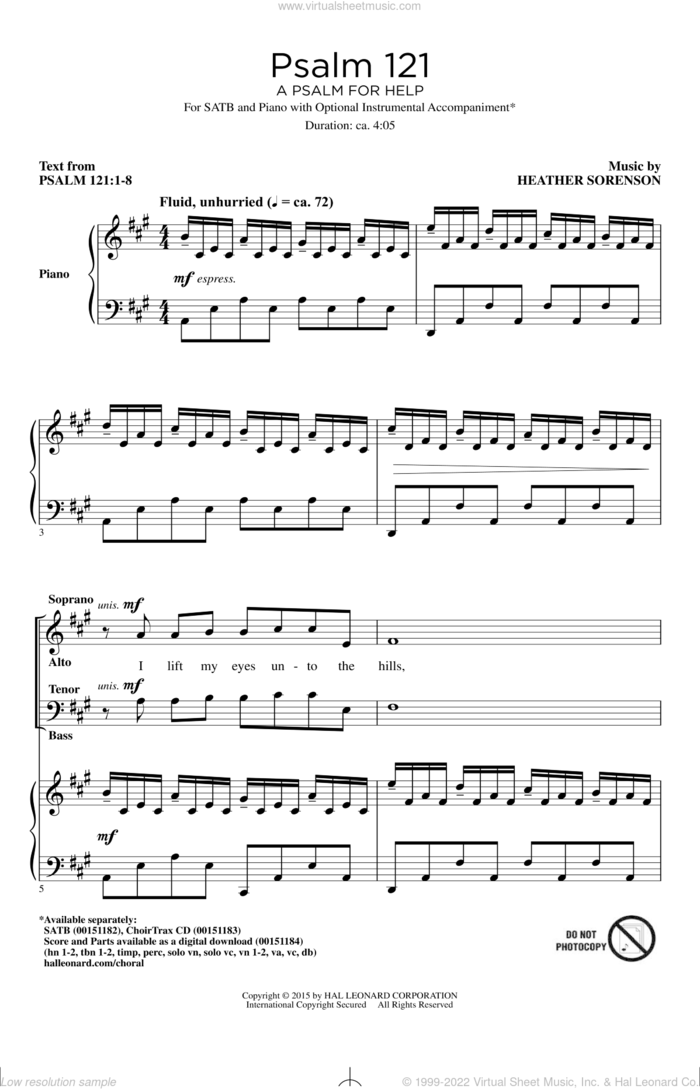 Psalm 121 (A Psalm For Help) sheet music for choir (SATB: soprano, alto, tenor, bass) by Heather Sorenson, intermediate skill level
