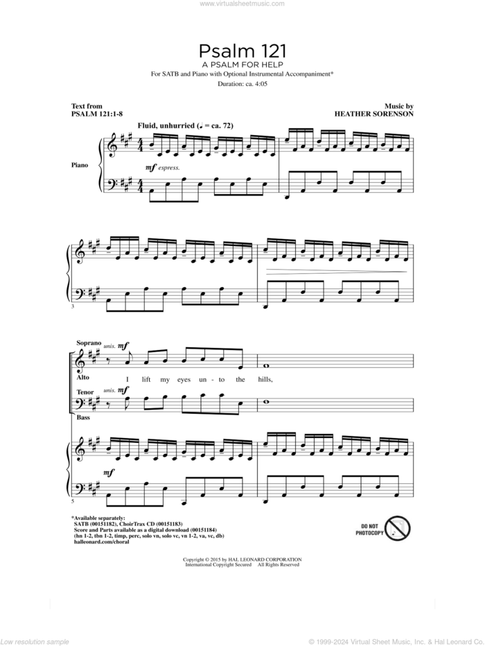 Psalm 121 (A Psalm For Help) sheet music for choir (SATB: soprano, alto, tenor, bass) by Heather Sorenson, intermediate skill level