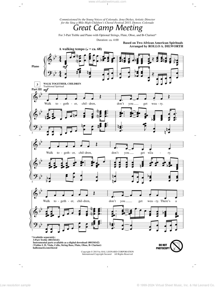 Great Camp Meeting (arr. Rollo Dilworth) sheet music for choir (3-Part Treble) by Rollo Dilworth and Miscellaneous, intermediate skill level