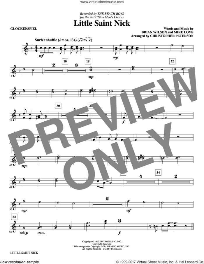 Little Saint Nick (complete set of parts) sheet music for orchestra/band by The Beach Boys, Brian Wilson, Christopher Peterson and Mike Love, intermediate skill level