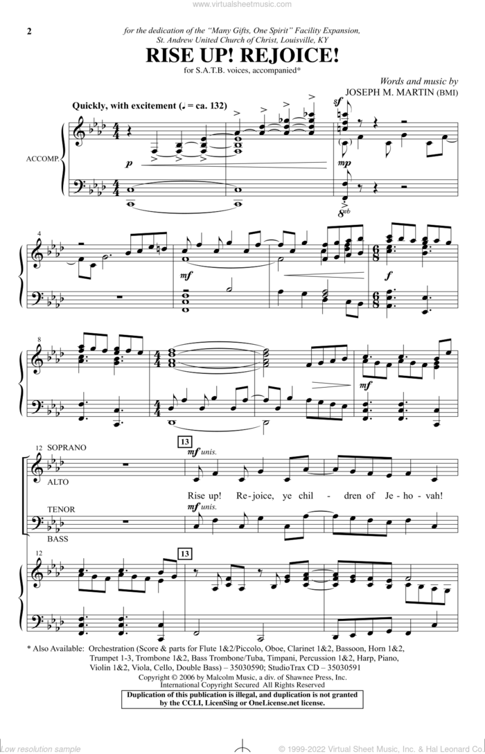 Rise Up! Rejoice! sheet music for choir (SATB: soprano, alto, tenor, bass) by Joseph M. Martin, intermediate skill level